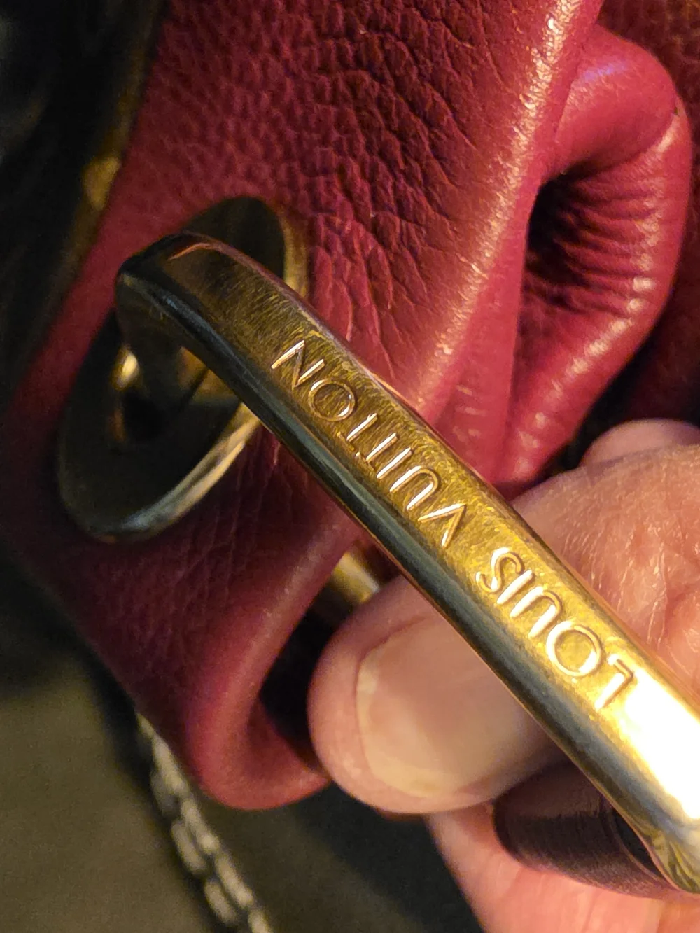 Louis Vuitton Brown Monogram Shoulder Bag with Burgundy Accents